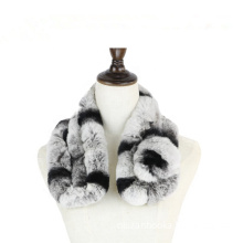 Women Chinchilla Real Natural Rex Rabbit Fur Scarf Warm Ladies Real Rex Rabbit Fur Ring Scarfs Rex Rabbit Fur Ring Scarves